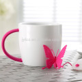 280cc porcelain tea cup with rubber coated handle and butterfly infuser